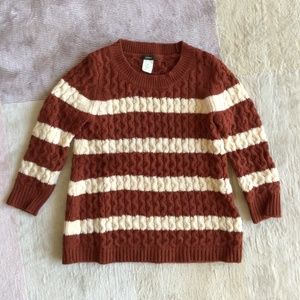 J Crew Orange and Cream Striped Knit Sweater